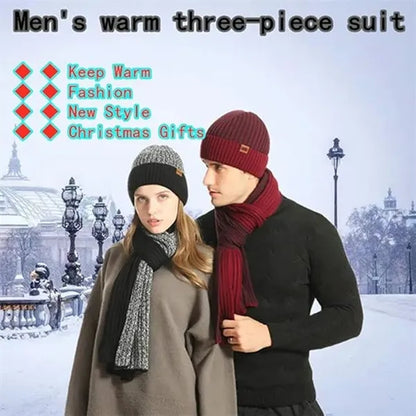Mens Winter Scarf Hats And Gloves Set