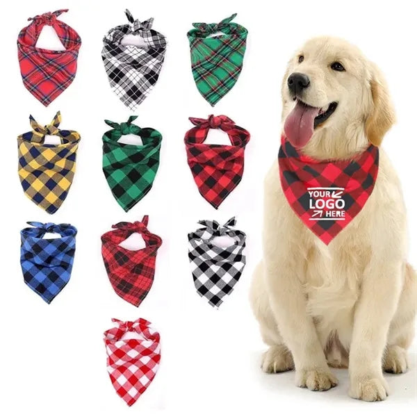 Dog Triangle Lightweight Buffalo Bandana Plaid Scarf