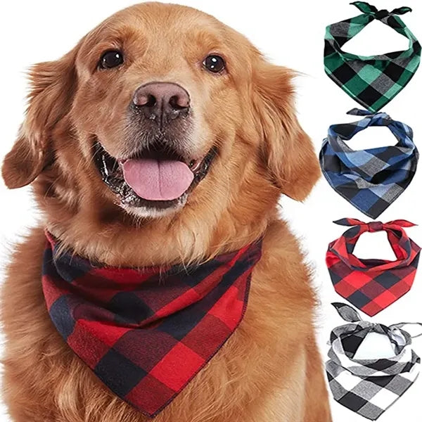 Dog Triangle Lightweight Buffalo Bandana Plaid Scarf