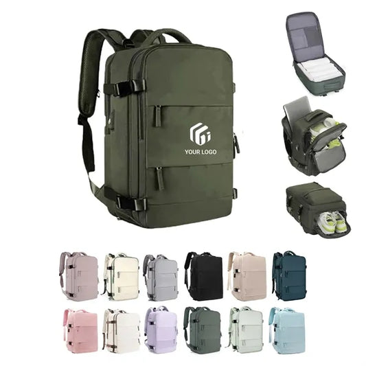 Versatile Travel Backpack with Charging Port & Shoe Pouch