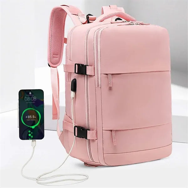 Versatile Travel Backpack with Charging Port & Shoe Pouch