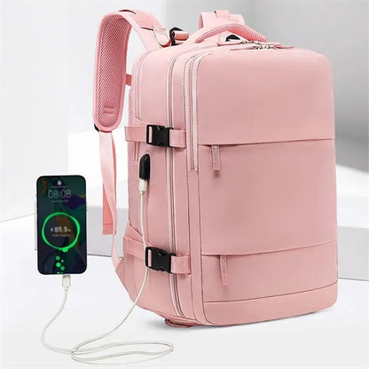 Versatile Travel Backpack with Charging Port & Shoe Pouch