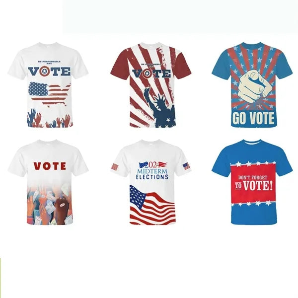 Polyester Custom Sublimation Men Women Election T Shirts