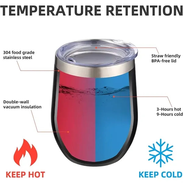 12 oz Insulated Wine Tumbler with Lid