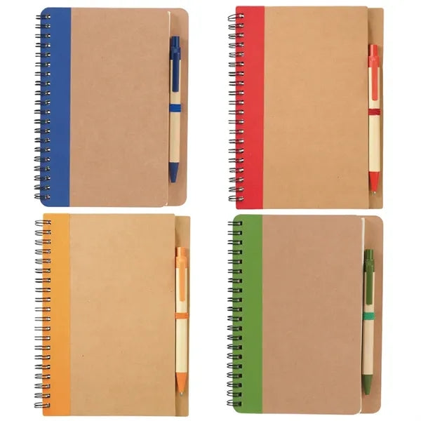 5" x 7" Eco Recycled Soft Cover Kraft Notebook with Pen