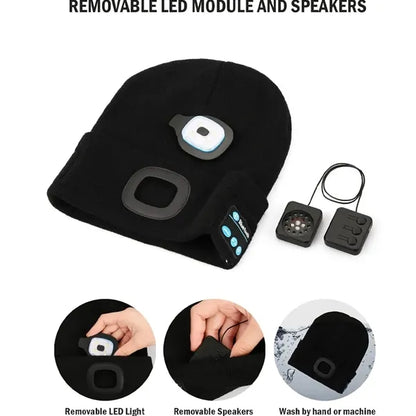 Wireless Music LED Light Beanie Hat with Bluetooth Speaker