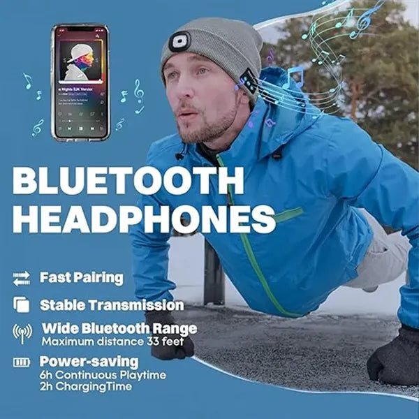Wireless Music LED Light Beanie Hat with Bluetooth Speaker