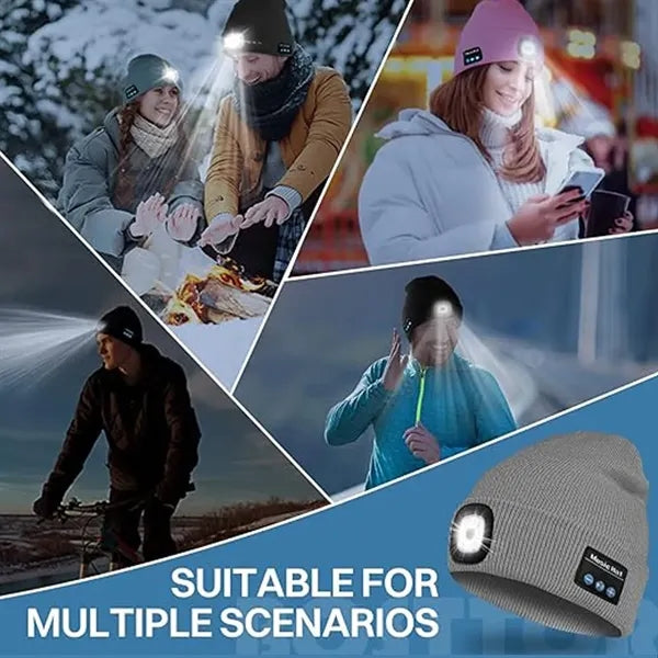 Wireless Music LED Light Beanie Hat with Bluetooth Speaker