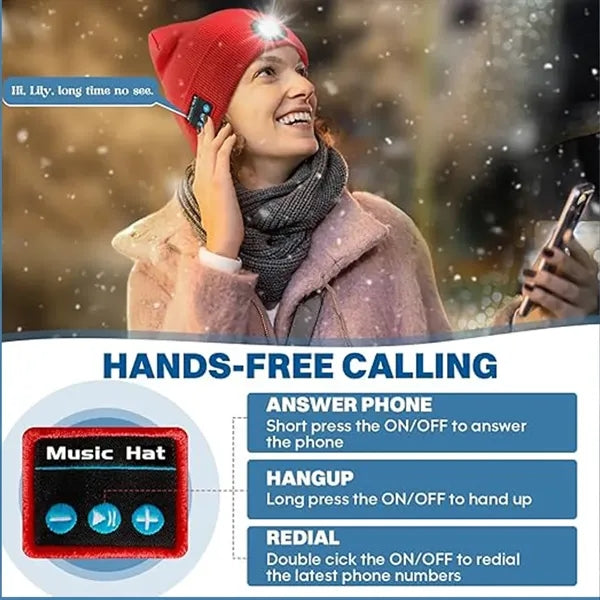 Wireless Music LED Light Beanie Hat with Bluetooth Speaker