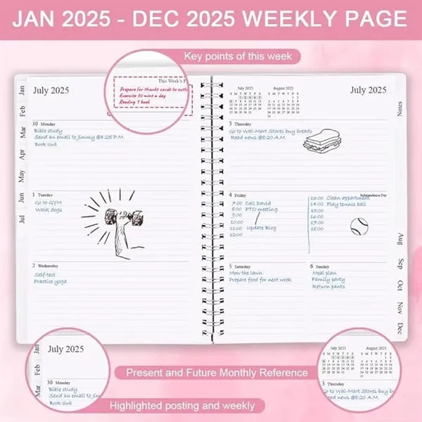 2025 Weekly & Monthly Planner-Calendar  Notebook