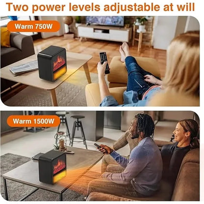 Small Portable Space Heater with Realistic 3D Flame