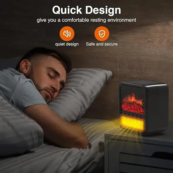 Small Portable Space Heater with Realistic 3D Flame