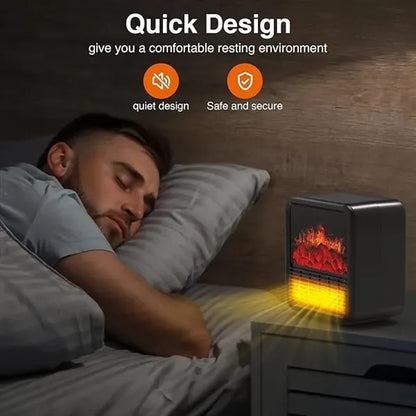Small Portable Space Heater with Realistic 3D Flame