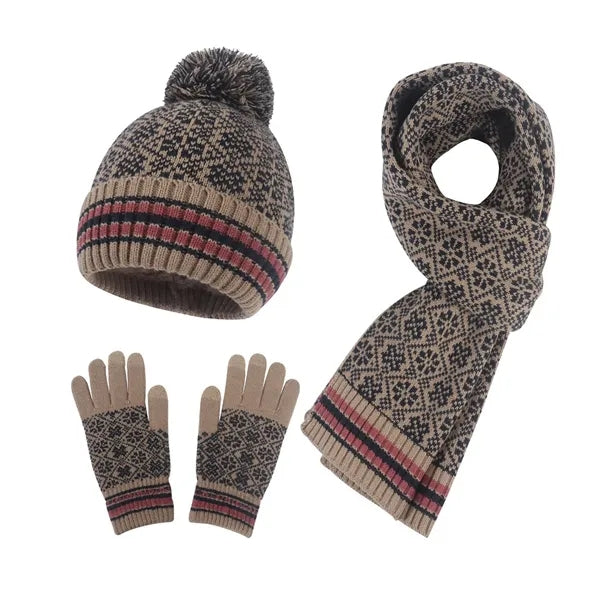 Winter Warmth Fleece Set Beanie, Gloves, and Scarf Hats