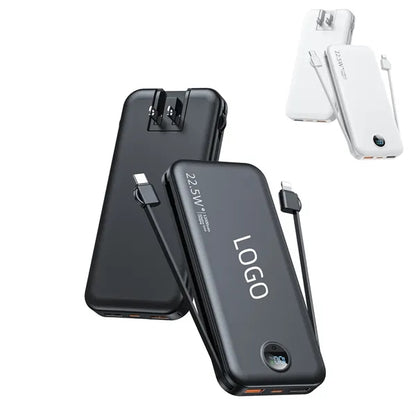 12000mAh Portable Charger with Built-in Cables & AC Wall Plu