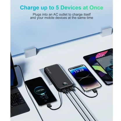 12000mAh Portable Charger with Built-in Cables & AC Wall Plu