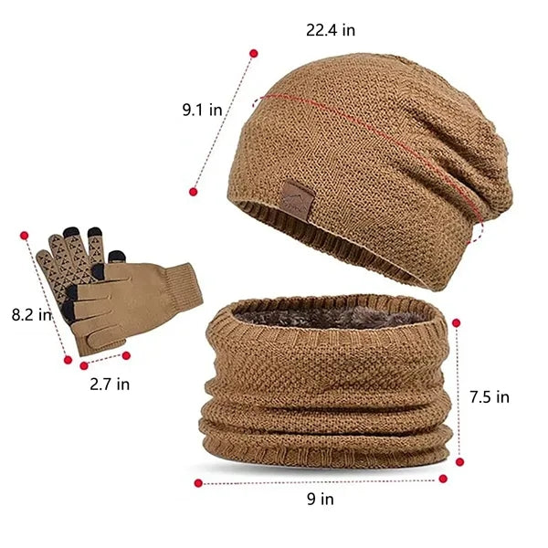 Winter Warm Hat Gloves Neck Three Piece Set