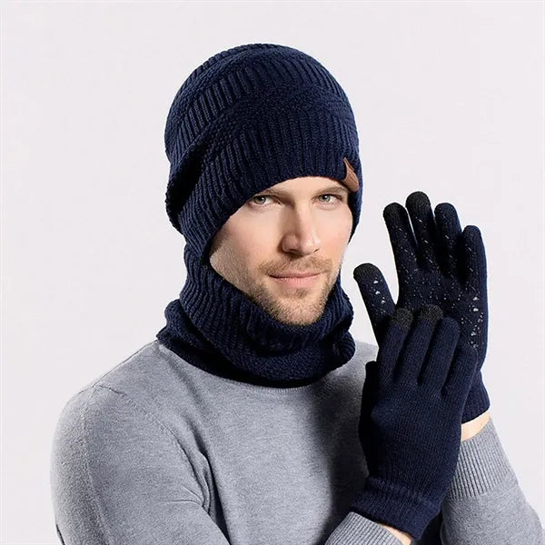 Winter Warm Hat Gloves Neck Three Piece Set