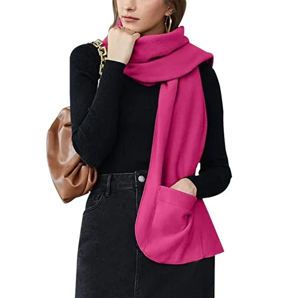 Cozy Fleece Wrap Shawl with Large Front Pockets