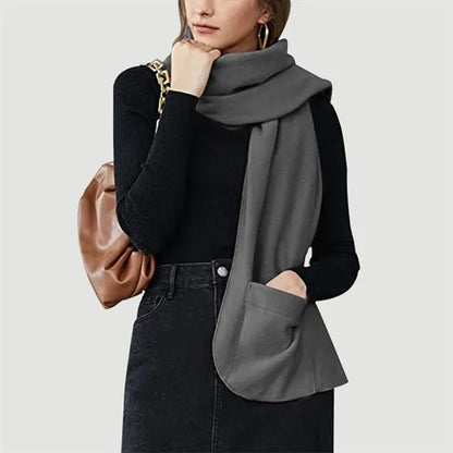 Cozy Fleece Wrap Shawl with Large Front Pockets