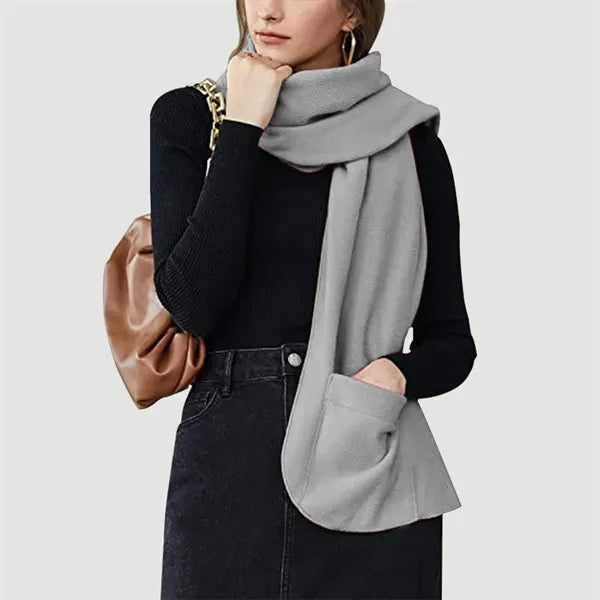 Cozy Fleece Wrap Shawl with Large Front Pockets