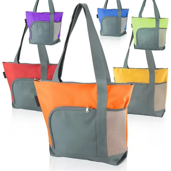 Two Tone Zipper Tote Bag