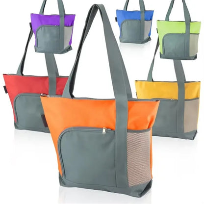 Two Tone Zipper Tote Bag