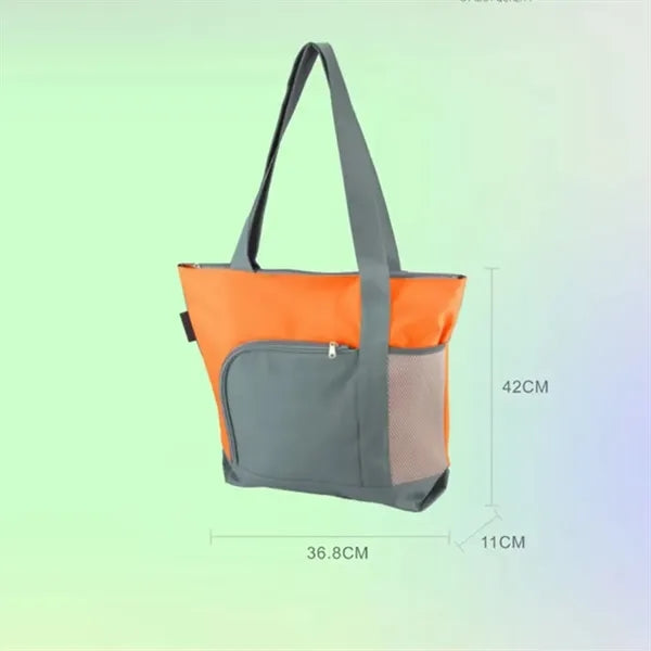 Two Tone Zipper Tote Bag