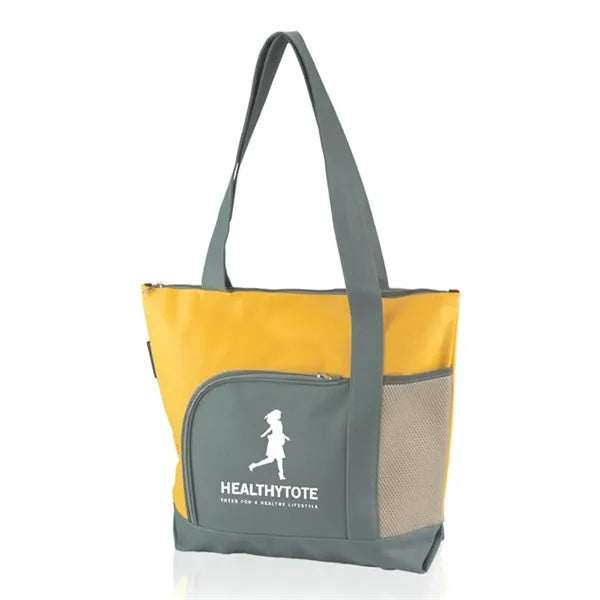 Two Tone Zipper Tote Bag