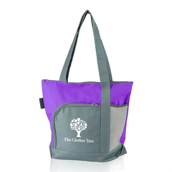 Two Tone Zipper Tote Bag
