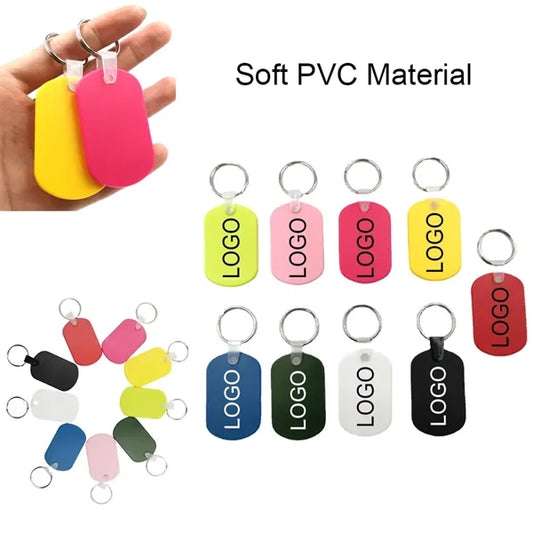 Oval Shaped PVC Keychain Key Tag Ring