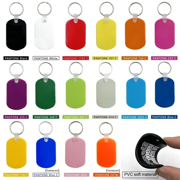 Oval Shaped PVC Keychain Key Tag Ring