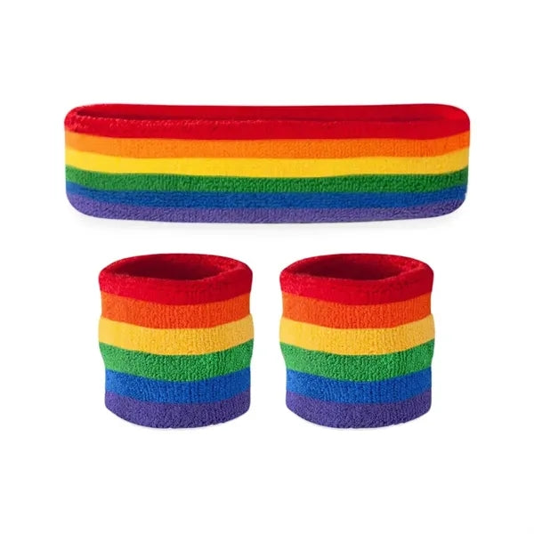 Elastic Rainbow Sweatband Set