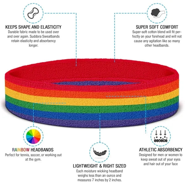 Elastic Rainbow Sweatband Set