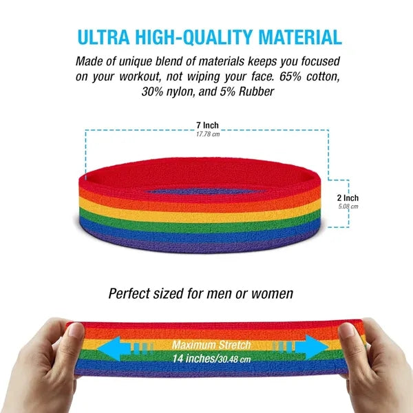 Elastic Rainbow Sweatband Set