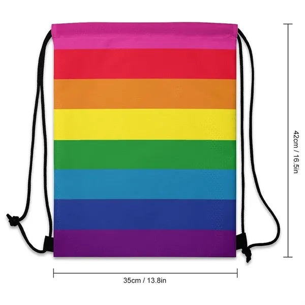 Rainbow Pride Polyester Drawstring Bag