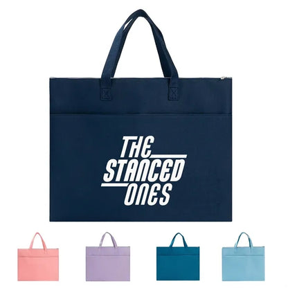 Double-Layer A4 Zipper Document Tote Bag
