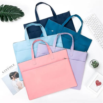 Double-Layer A4 Zipper Document Tote Bag