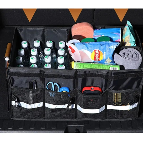 Collapsible Multi Compartment Car Trunk Organizer