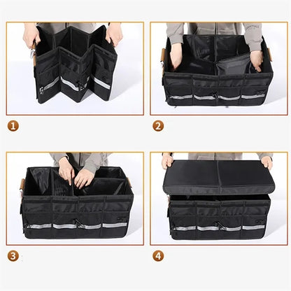 Collapsible Multi Compartment Car Trunk Organizer