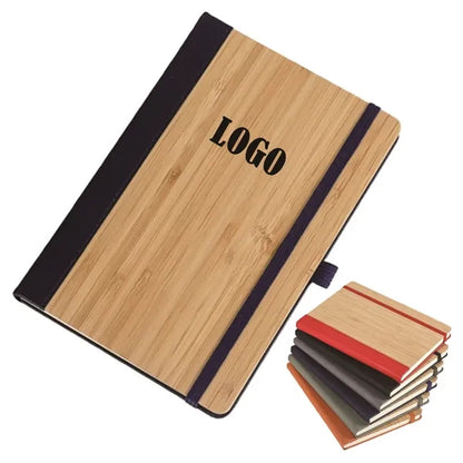 A5 Bamboo PU Notebook with Elastic Band & Pen Loop
