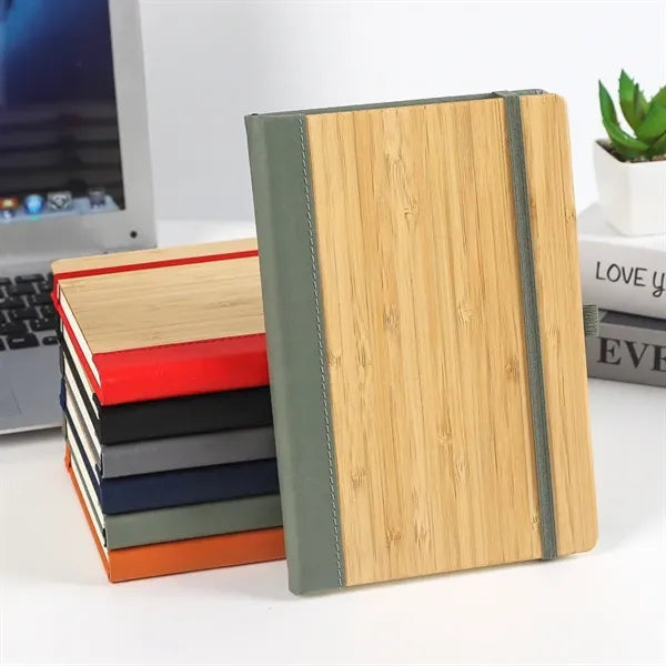 A5 Bamboo PU Notebook with Elastic Band & Pen Loop