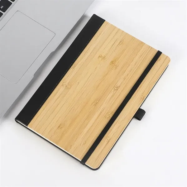 A5 Bamboo PU Notebook with Elastic Band & Pen Loop