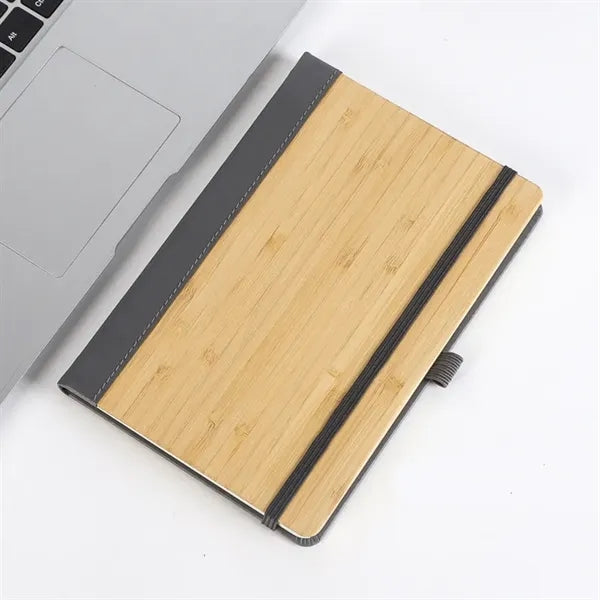 A5 Bamboo PU Notebook with Elastic Band & Pen Loop