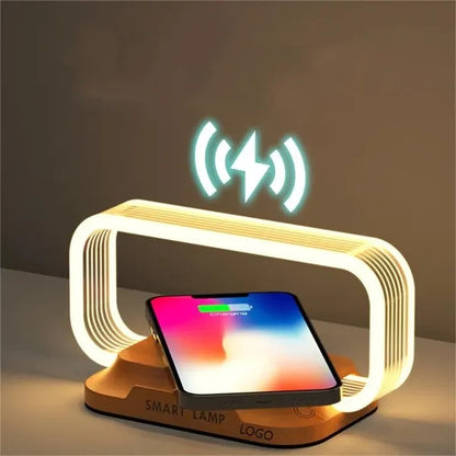 Wireless Charging Wooden Bedside Table Lamp