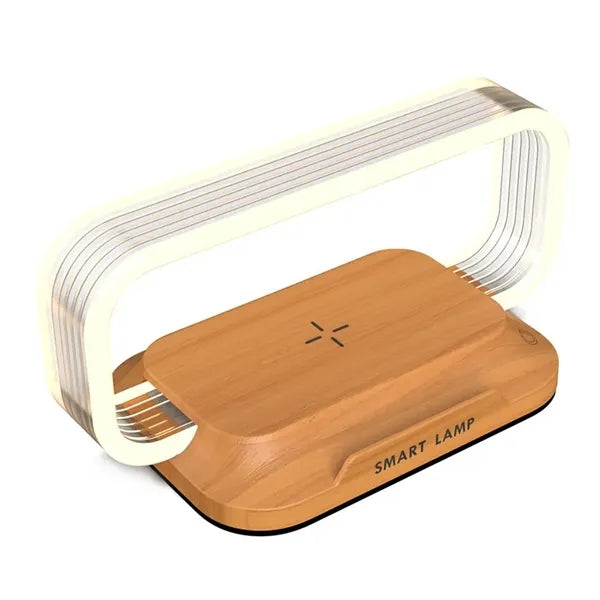 Wireless Charging Wooden Bedside Table Lamp
