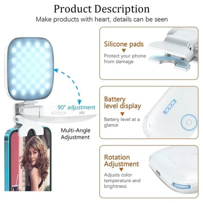 Rechargeable 80 LED Clip-on Selfie Fill Light