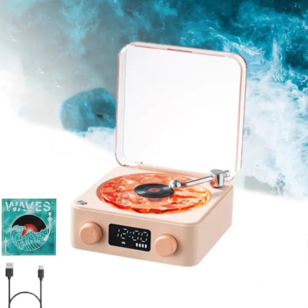 Christmas Waves Vinyl Player Speaker Ambient Light Clock