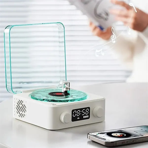 Christmas Waves Vinyl Player Speaker Ambient Light Clock