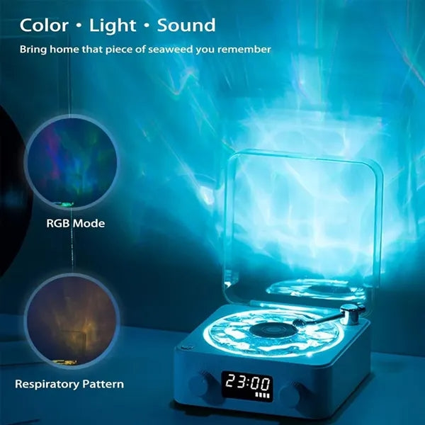 Christmas Waves Vinyl Player Speaker Ambient Light Clock